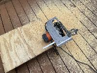 Ripping 2x4s for the raised base the cabinets will sit on generated a lot of sawdust. 
