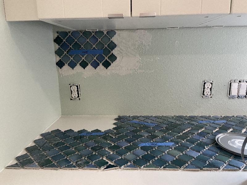 First sheet of tile installed
